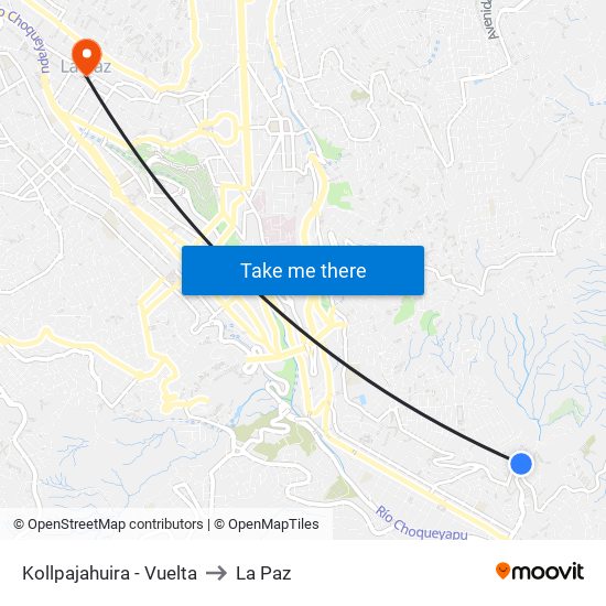 Kollpajahuira - Vuelta to La Paz map