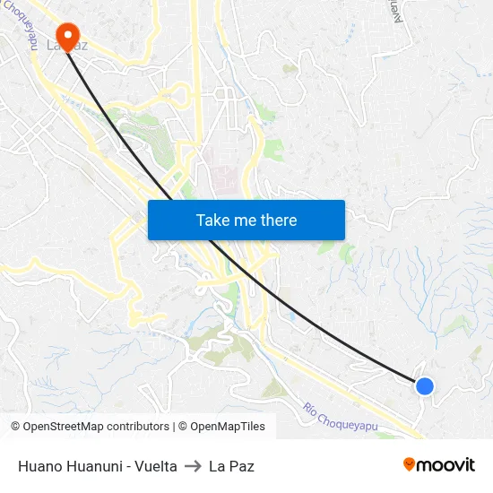 Huano Huanuni - Vuelta to La Paz map