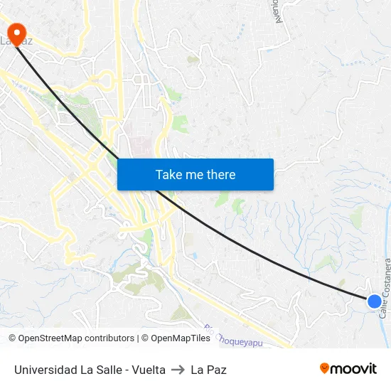 Universidad La Salle - Vuelta to La Paz map