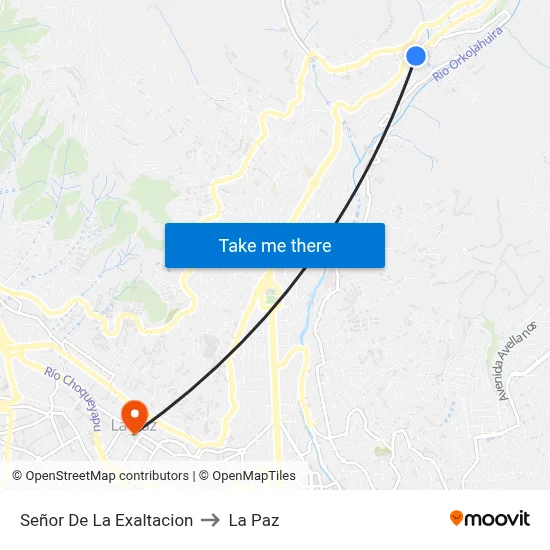 Señor De La Exaltacion to La Paz map