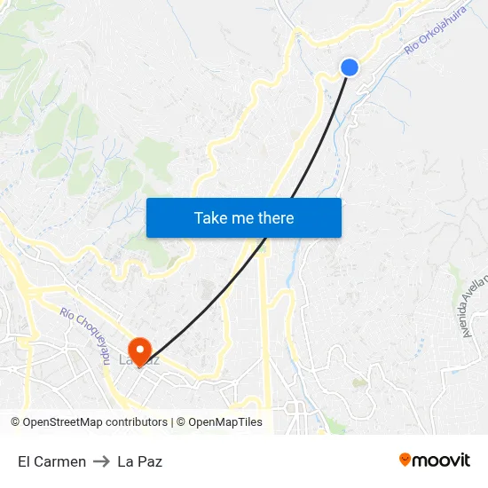 El Carmen to La Paz map