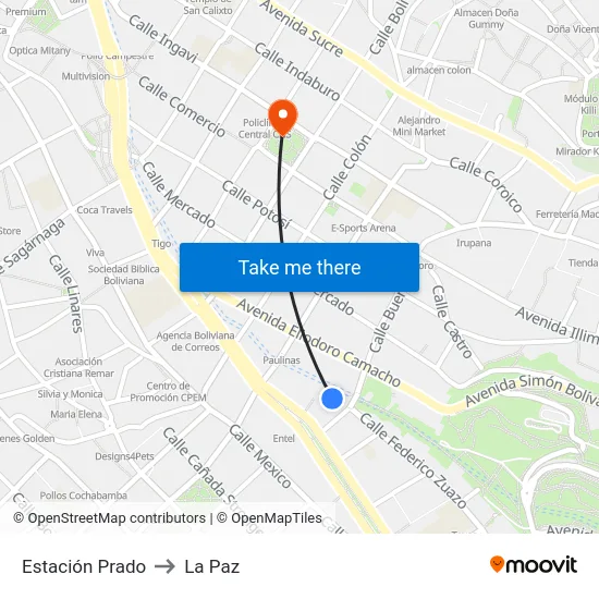 Estación Prado to La Paz map