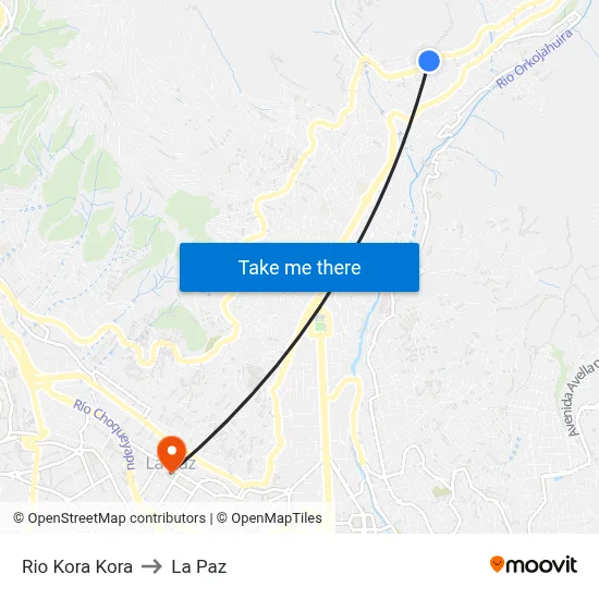 Rio Kora Kora to La Paz map