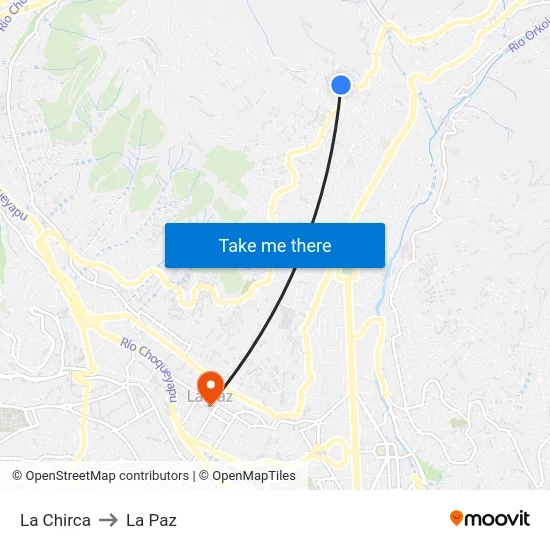 La Chirca to La Paz map