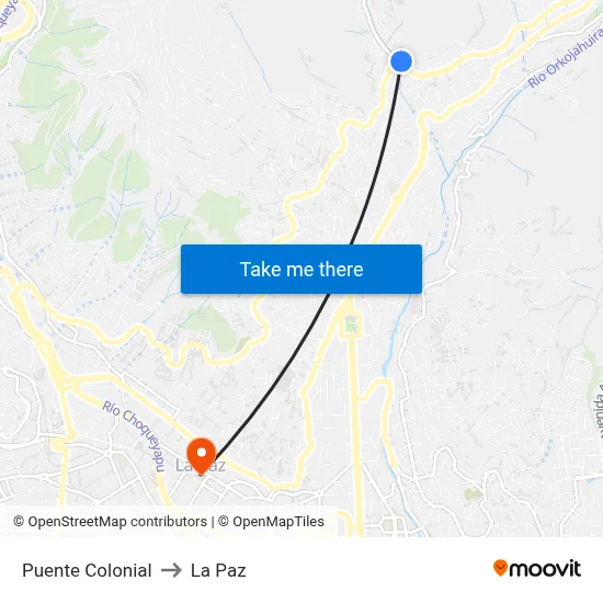 Puente Colonial to La Paz map
