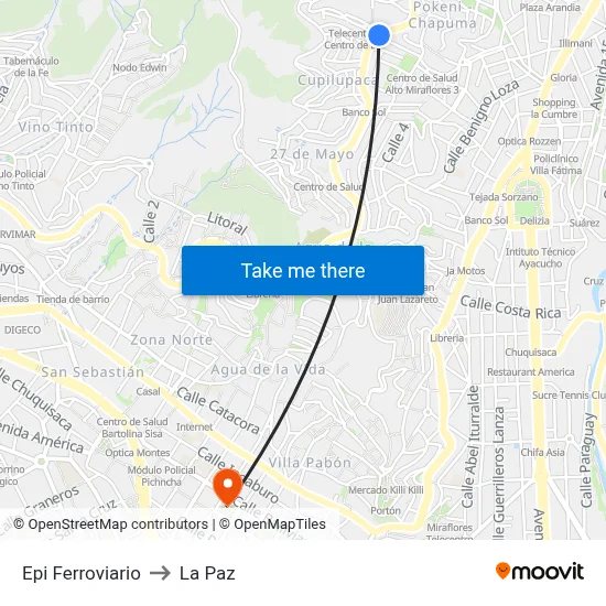 Epi Ferroviario to La Paz map