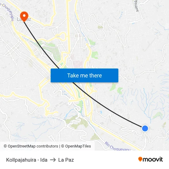 Kollpajahuira - Ida to La Paz map
