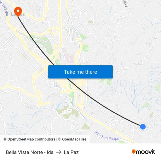 Bella Vista Norte - Ida to La Paz map