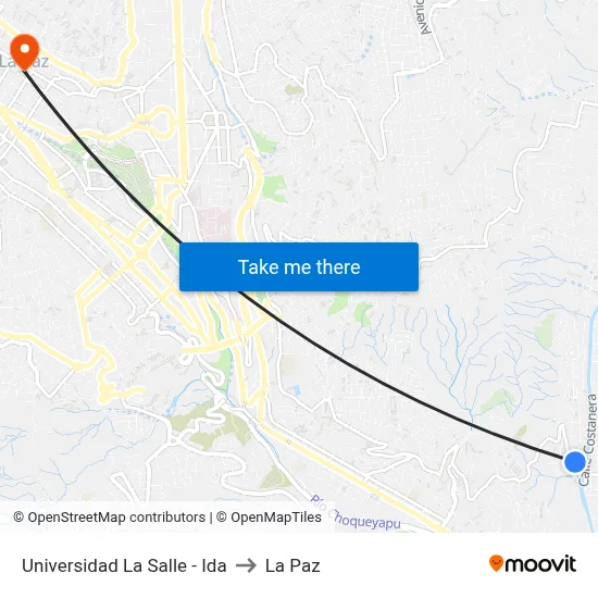 Universidad La Salle - Ida to La Paz map