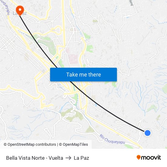 Bella Vista Norte - Vuelta to La Paz map