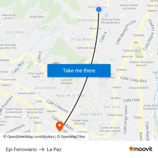 Epi Ferroviario to La Paz map