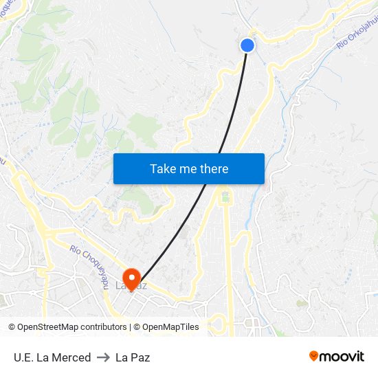 U.E. La Merced to La Paz map