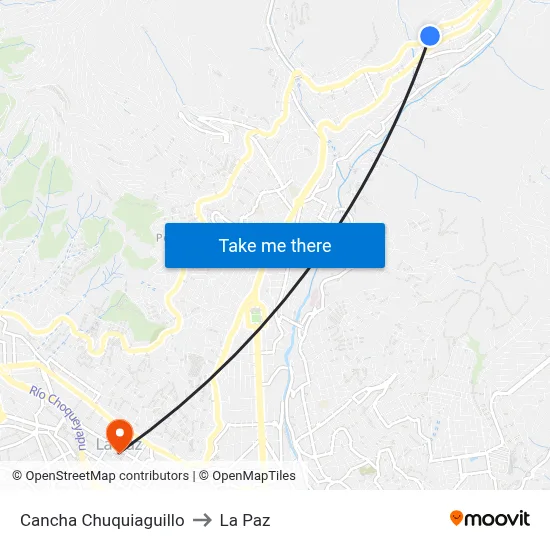 Cancha Chuquiaguillo to La Paz map