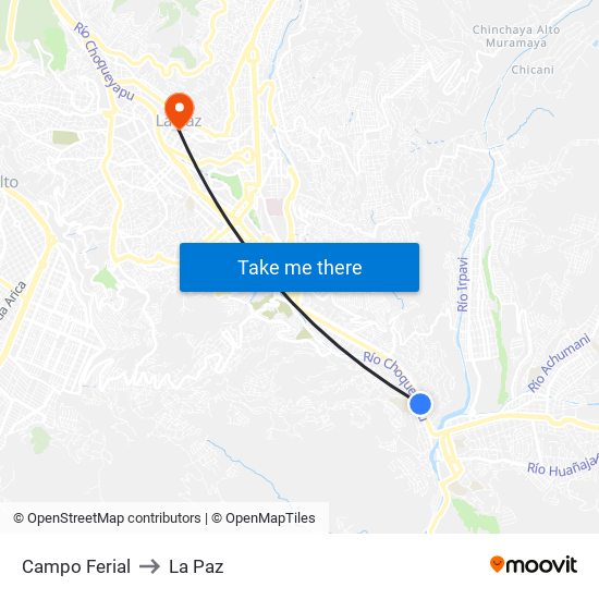 Campo Ferial to La Paz map