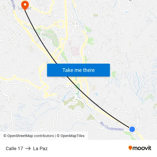 Calle 17 to La Paz map