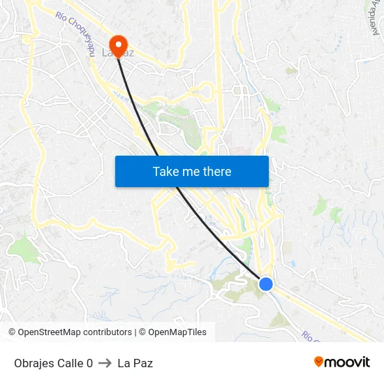 Obrajes Calle 0 to La Paz map