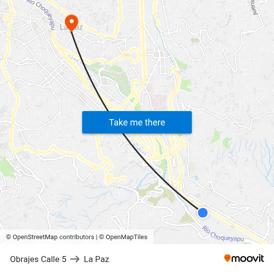 Obrajes Calle 5 to La Paz map