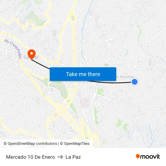 Mercado 10 De Enero to La Paz map