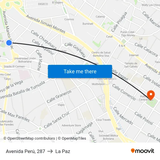 Avenida Perú, 287 to La Paz map