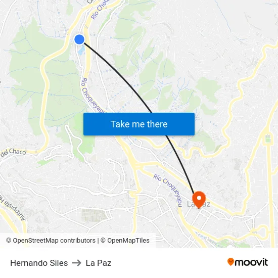 Hernando Siles to La Paz map