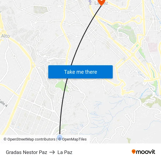 Gradas Nestor Paz to La Paz map