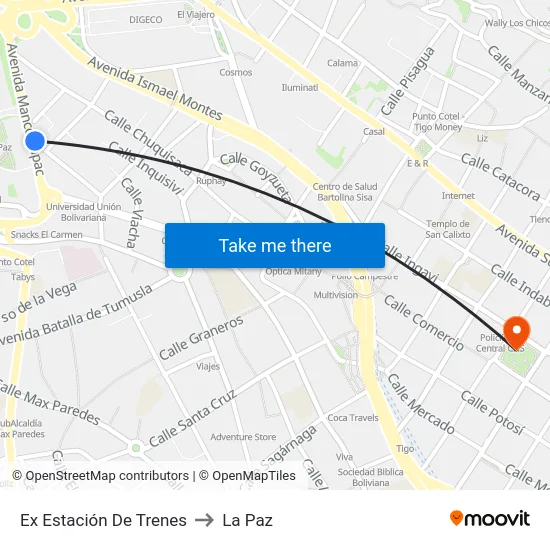 Ex Estación De Trenes to La Paz map