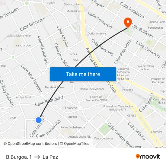 B.Burgoa, 1 to La Paz map
