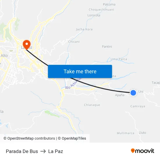 Parada De Bus to La Paz map