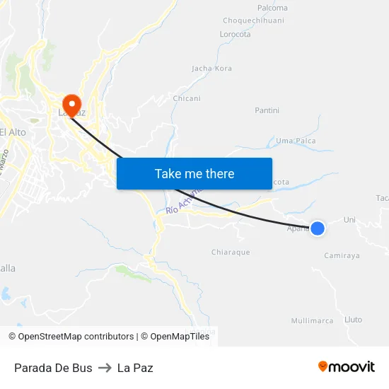 Parada De Bus to La Paz map