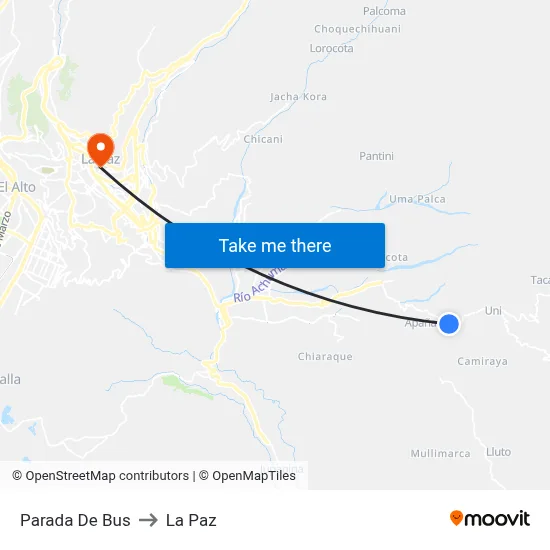 Parada De Bus to La Paz map