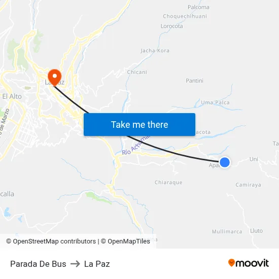 Parada De Bus to La Paz map