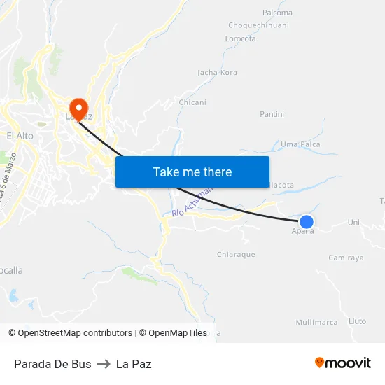 Parada De Bus to La Paz map