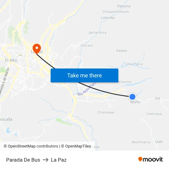 Parada De Bus to La Paz map