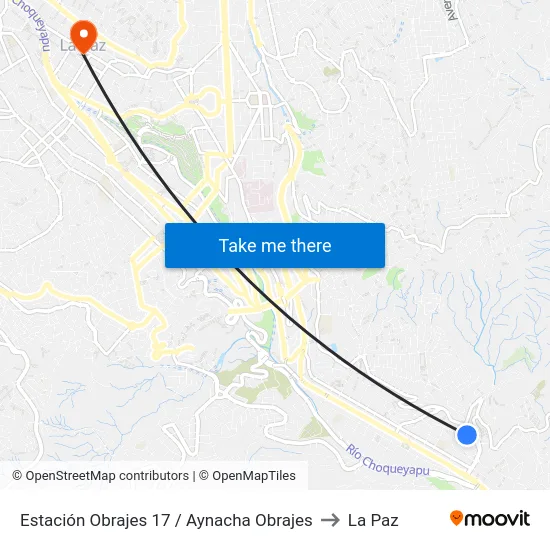 Estación Obrajes 17 / Aynacha Obrajes to La Paz map