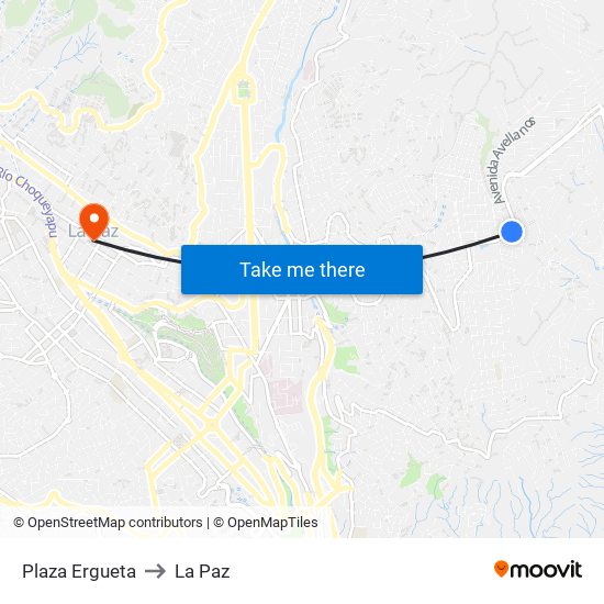 Plaza Ergueta to La Paz map