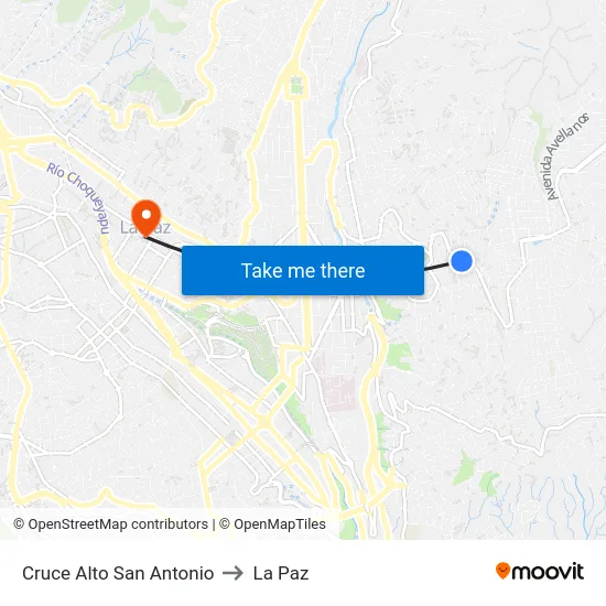 Cruce Alto San Antonio to La Paz map