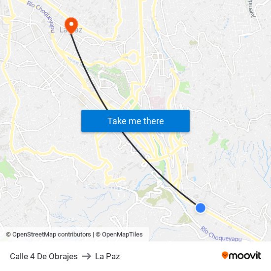 Calle 4 De Obrajes to La Paz map
