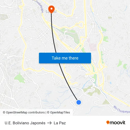 U.E. Boliviano Japonés to La Paz map