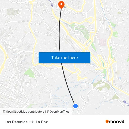 Las Petunias to La Paz map
