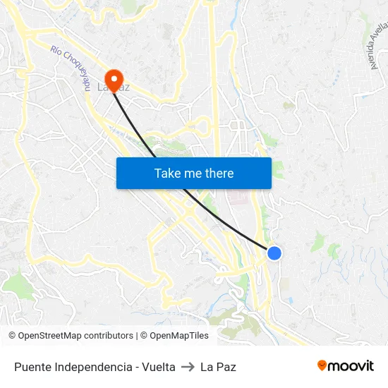 Puente Independencia - Vuelta to La Paz map
