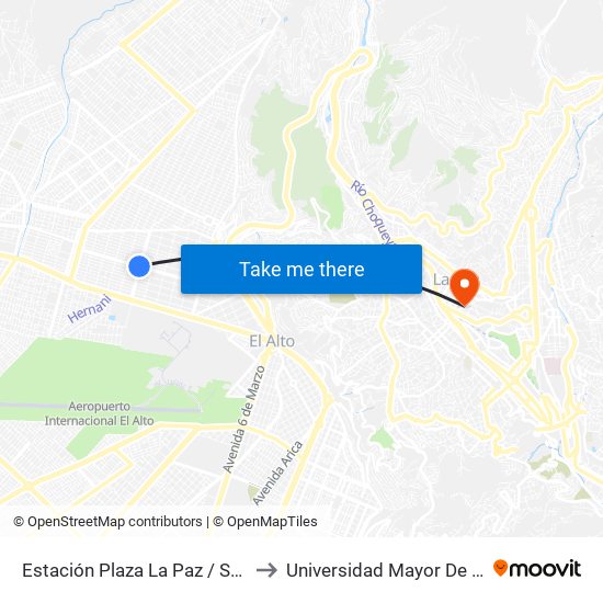 Estación Plaza La Paz / Suma Qamaña to Universidad Mayor De San Andrés map