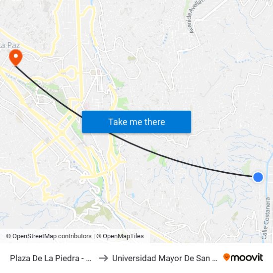 Plaza De La Piedra - Vuelta to Universidad Mayor De San Andrés map