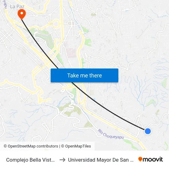 Complejo Bella Vista - Ida to Universidad Mayor De San Andrés map