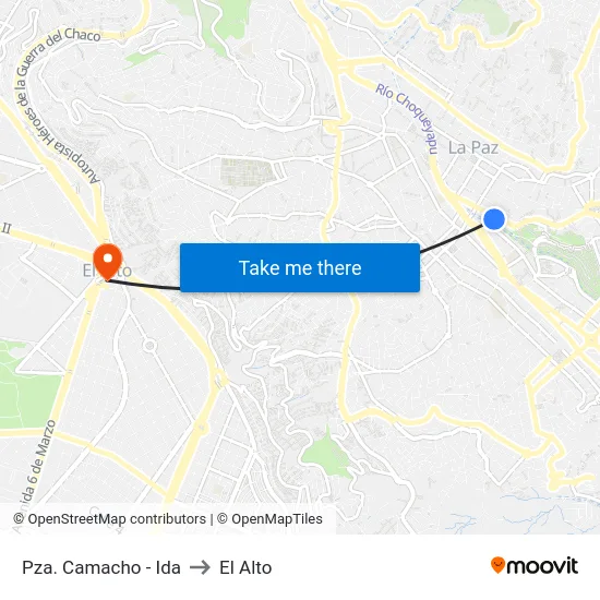 Pza. Camacho - Ida to El Alto map