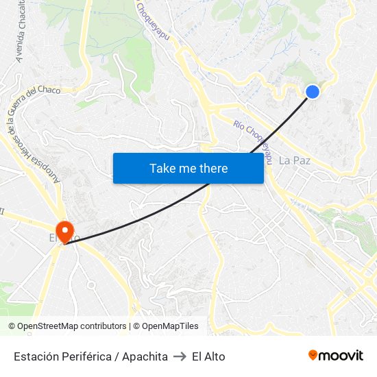 Estación Periférica / Apachita to El Alto map