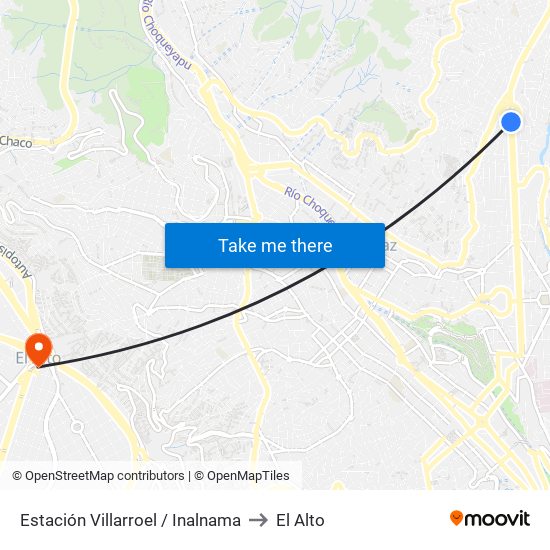 Estación Villarroel / Inalnama to El Alto map