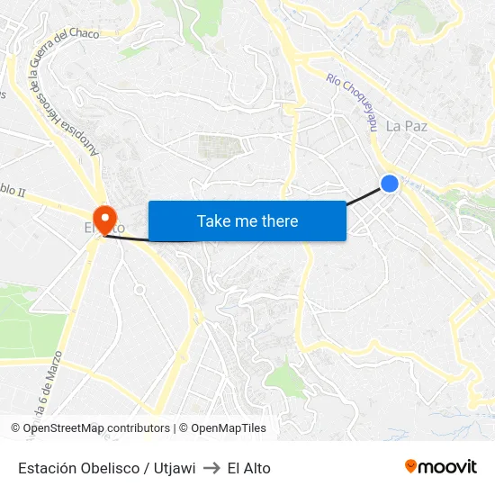 Estación Obelisco / Utjawi to El Alto map