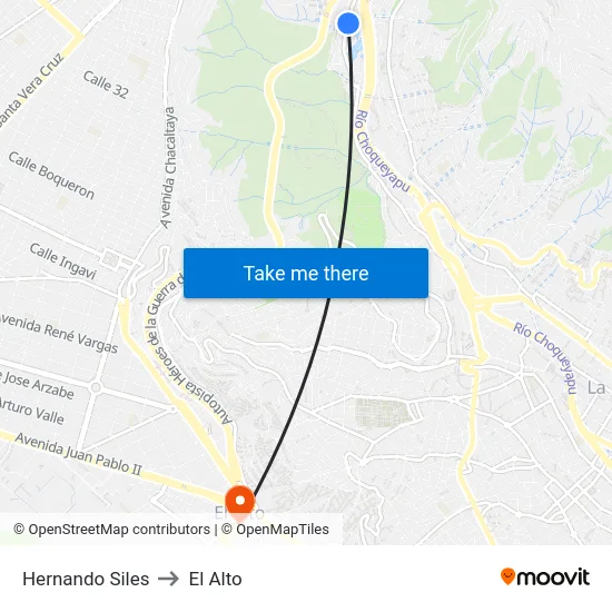 Hernando Siles to El Alto map