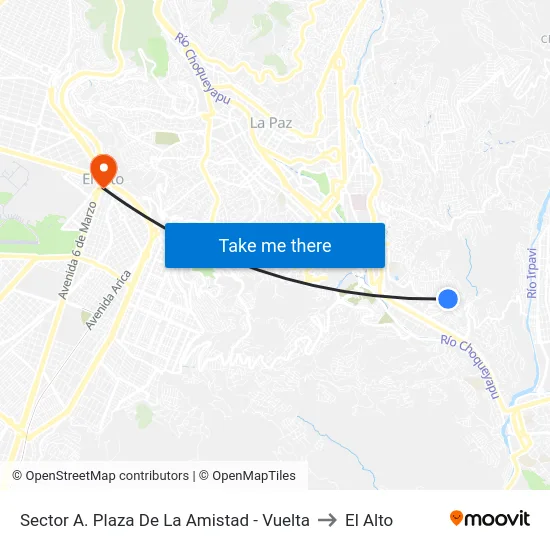Sector A. Plaza De La Amistad - Vuelta to El Alto map