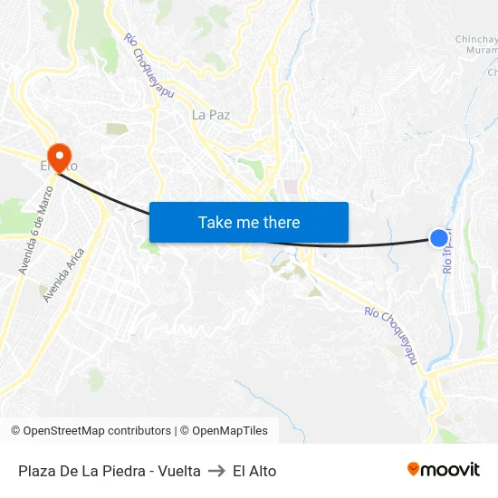 Plaza De La Piedra - Vuelta to El Alto map